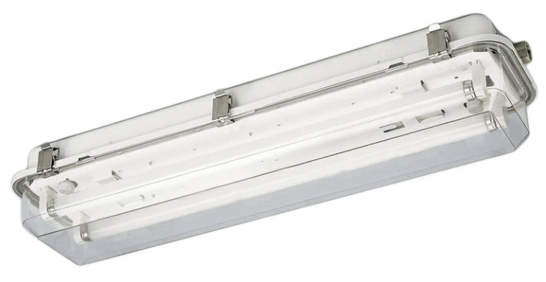 Calex Marine FL-fixture 110-120V 50/60Hz 2x18W WT IP67 Steel body, Polycarbonate shade with SS clamps