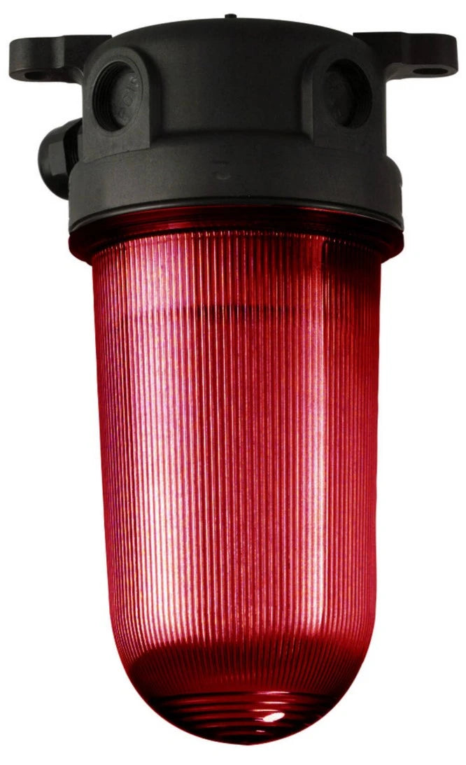 Flashing Light with LED flash lamp 10-30V DC 30W 75/min E27, red IP67, with 2 glands M20