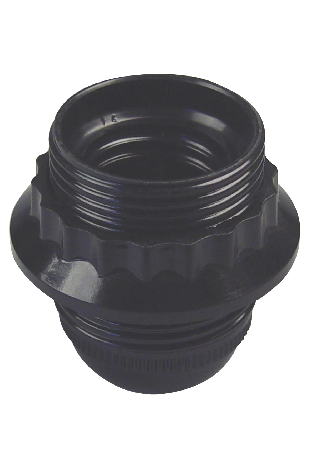 Lampholder E27, resin 3/8"K =10mm with 2x ring, black