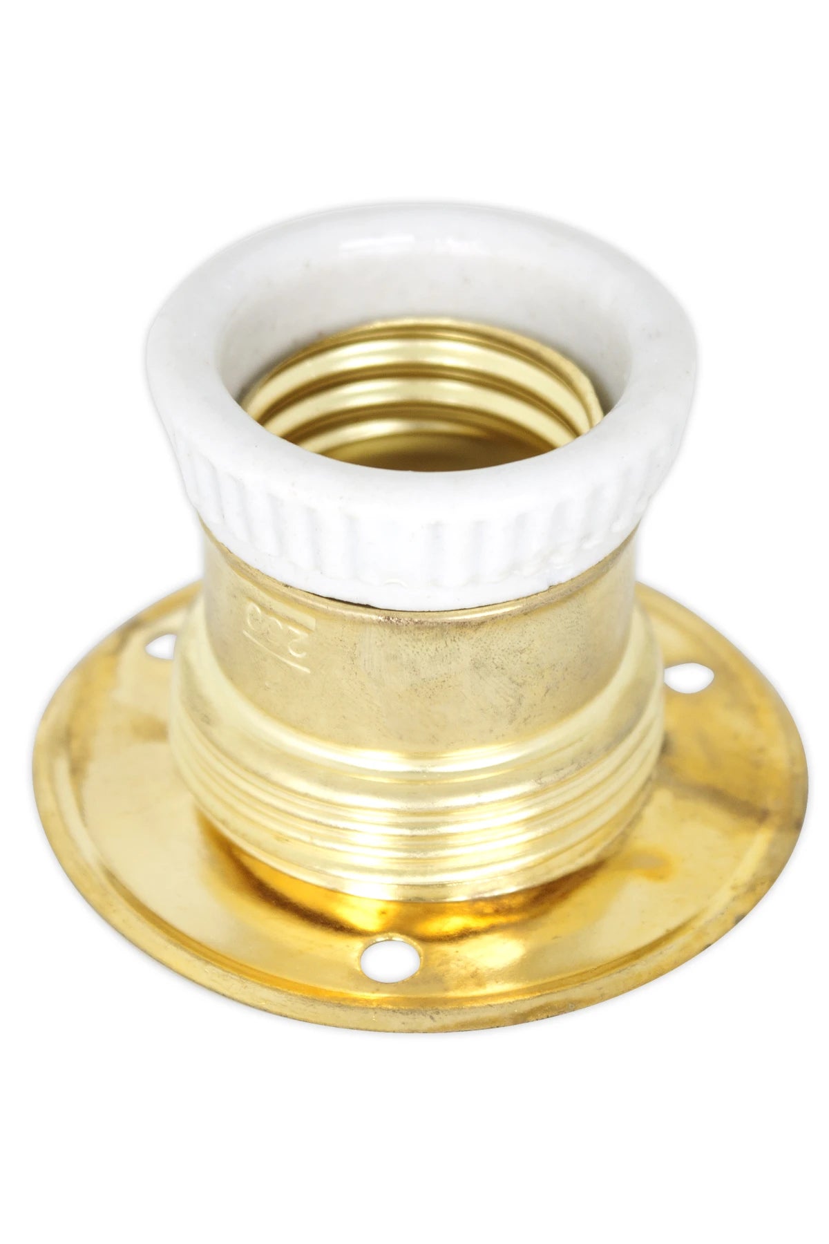 Lampholder E27, brass with backplate