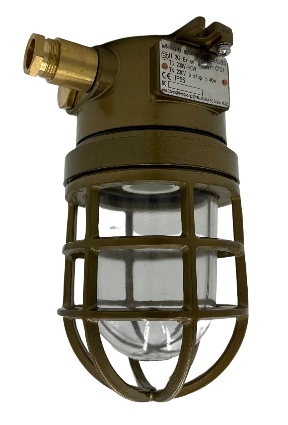 Ex Brass Well glass fixture max. 60W E27 -0 IP56, EEX ed IIC T3, Marine (CCS Certificate)
