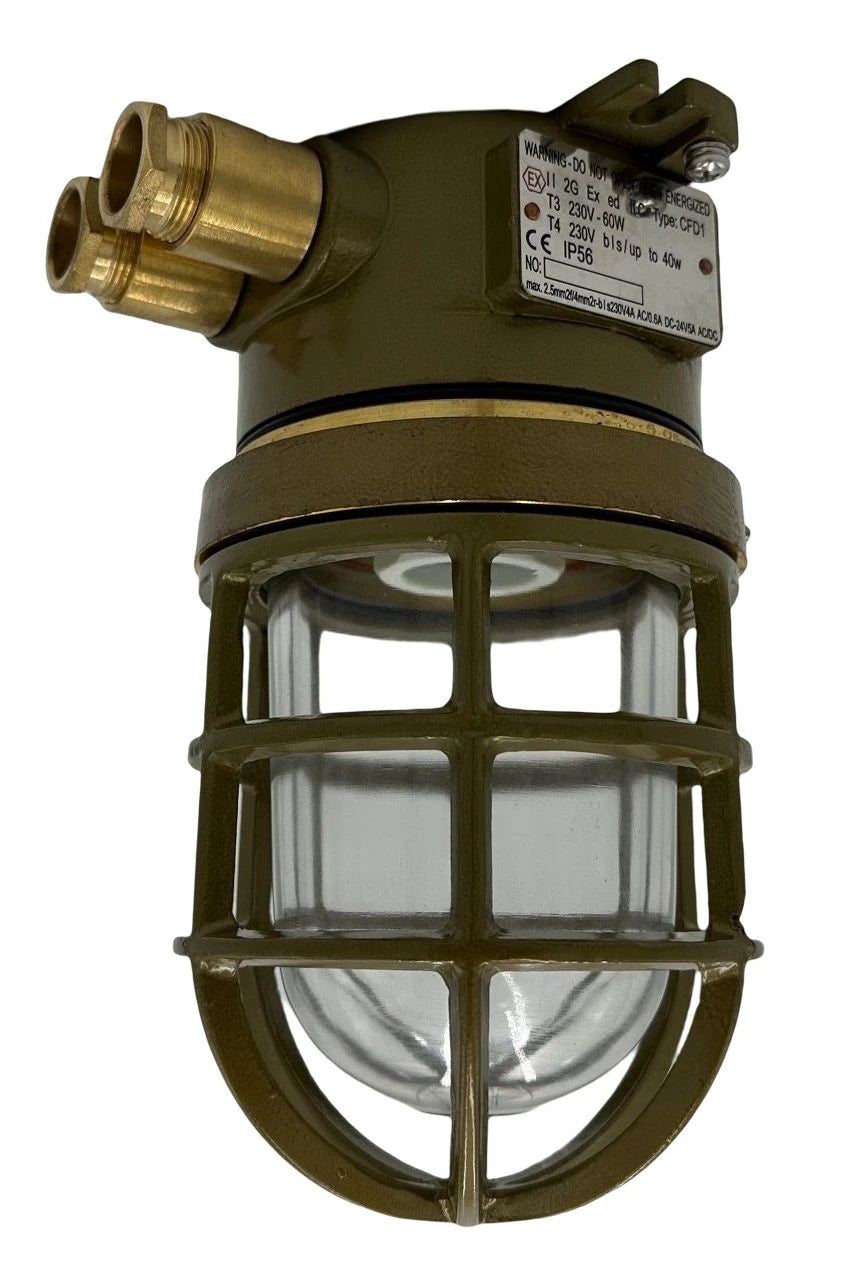 Ex Brass Well glass fixture max. 60W E27 =0 IP56, EEX ed IIC T3, Marine (CCS Certificate)