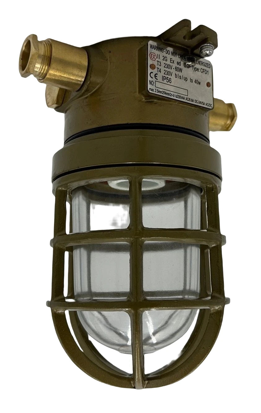 Ex Brass Well glass fixture max. 60W E27 -0- IP56, EEX ed IIC T3, Marine (CCS Certificate)