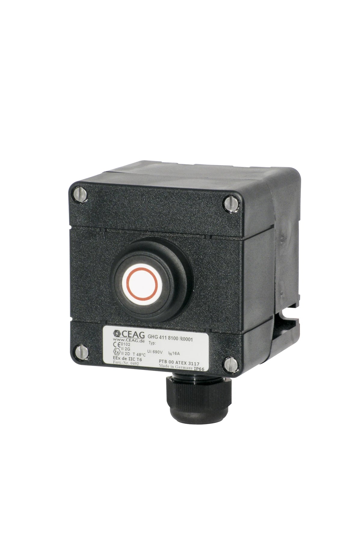 Ceag Ex-Control station 1 pushbutton 1xNO/NC, gland M25