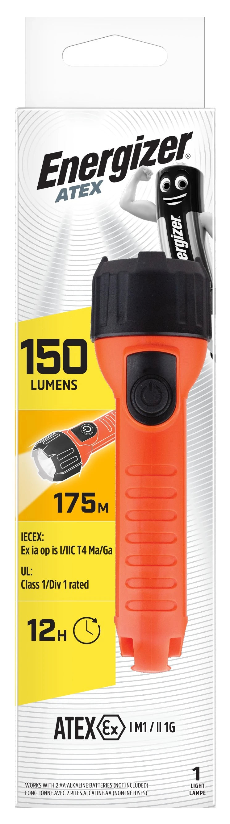 792206 | NE-102206 - Energizer Safety LED Flashlight 2-cell AA IP67 Floating, Zone 0, ATEX M1/II 1G Ex ia op is I/IIC T4 Ma/Ga