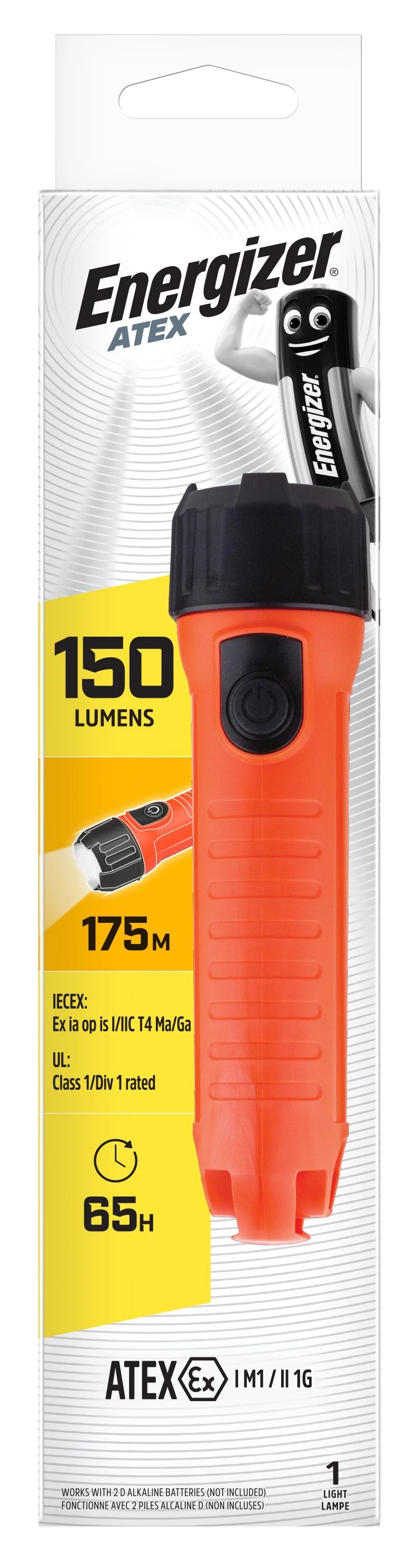 792205 | NE-102205 - Energizer Safety LED Flashlight 2-cell D IP67 Zone 0, ATEX IM1/II 1G Ex ia op is I/IIC T4 Ma/Ga