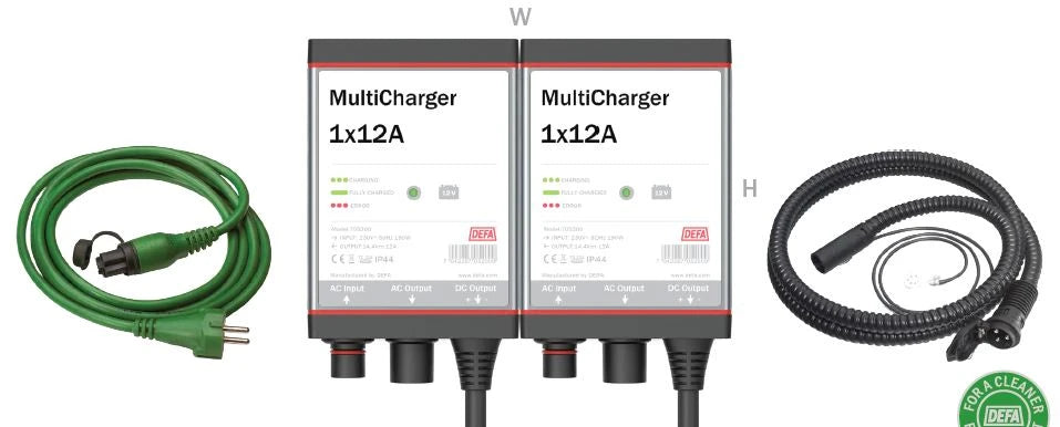 Defa Dual Multi Battery charger 230V 50/60Hz - 2 x 12V DC 12A IP44 (Charge Kit)