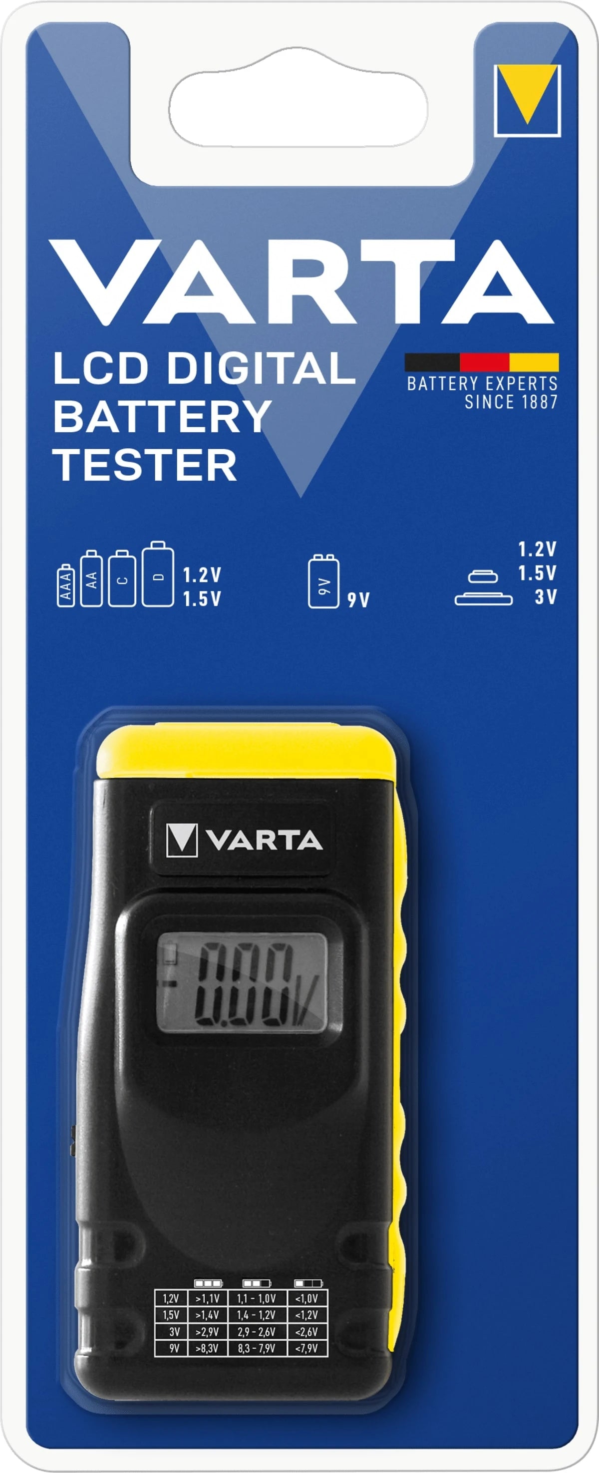 Varta battery tester LCD digital 1,2V-9V