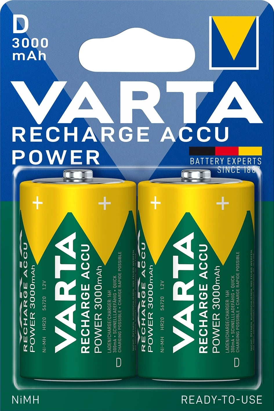 792454 | NE-102454 - Varta Rechargeable NiMh D/HR20 1,2V 3000mAh