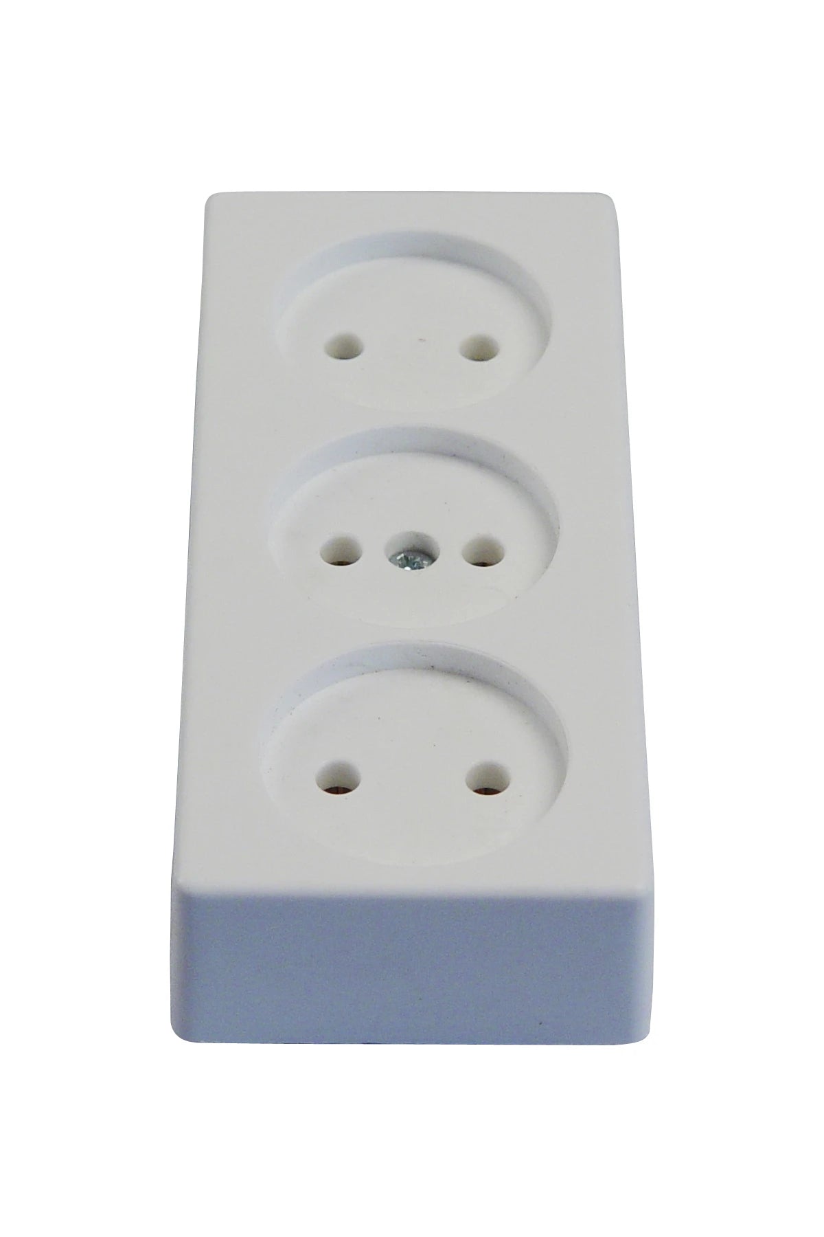 Receptacle European 2-pole for 3-plugs, surface mntg