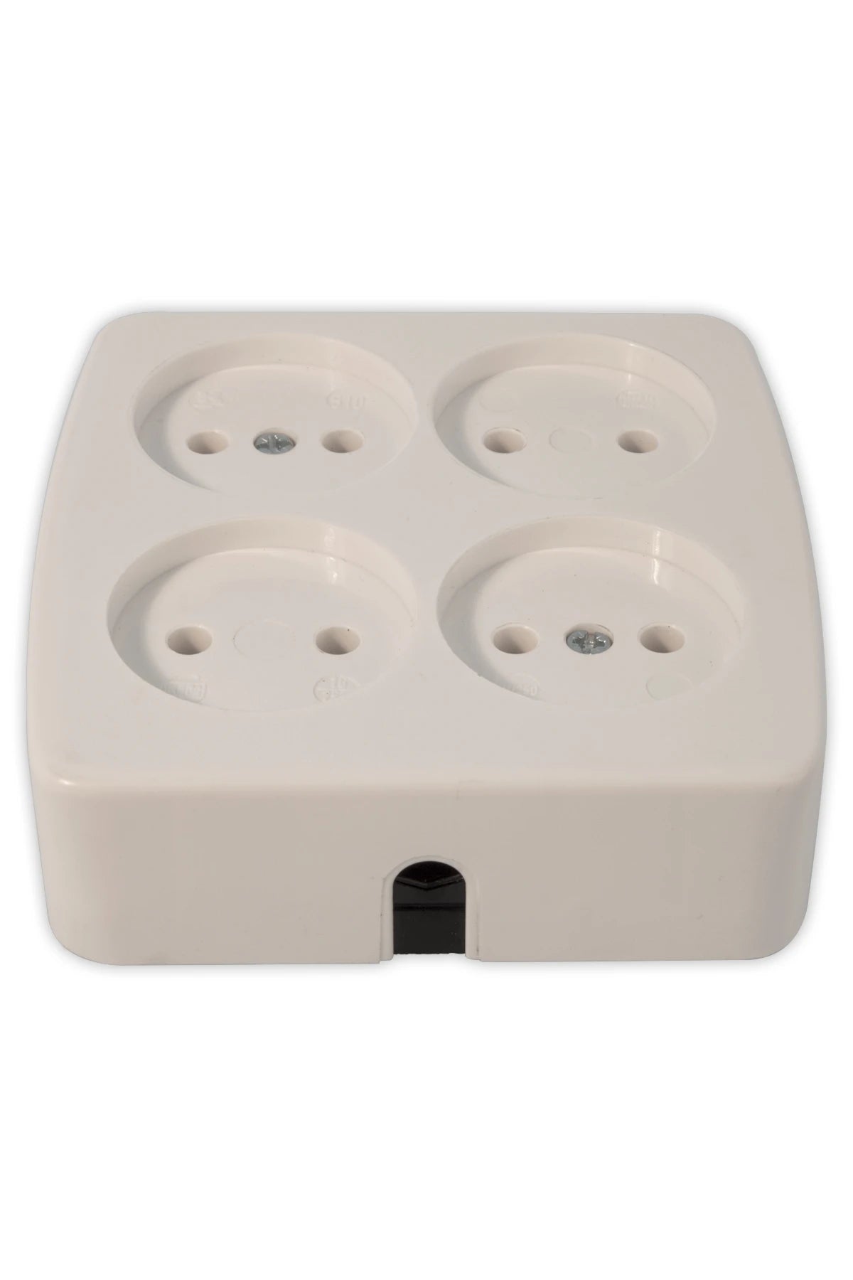 Receptacle European 2-pole for 4-plugs, surface mntg