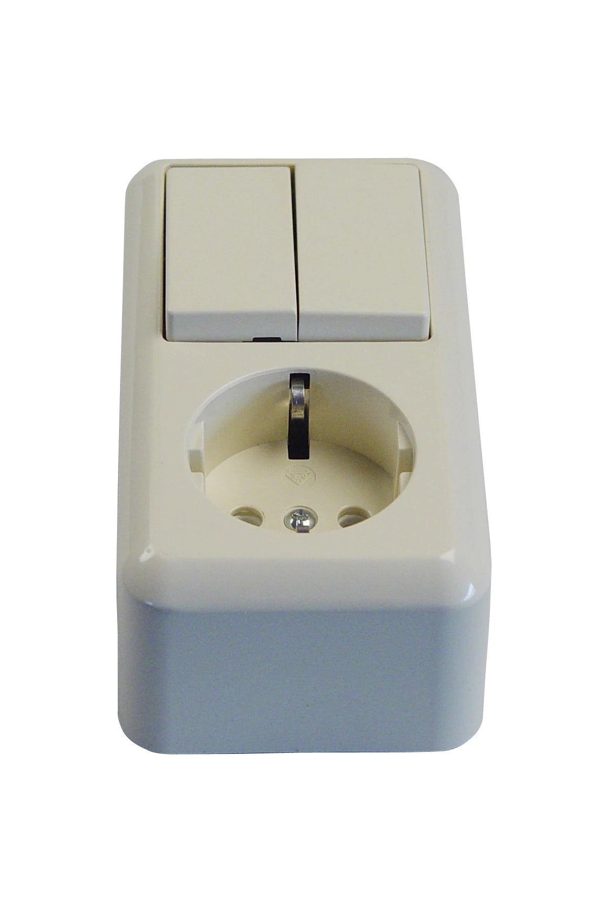 Receptacle European 2-pole/Earth with Switch 2-circuit, surface mntg