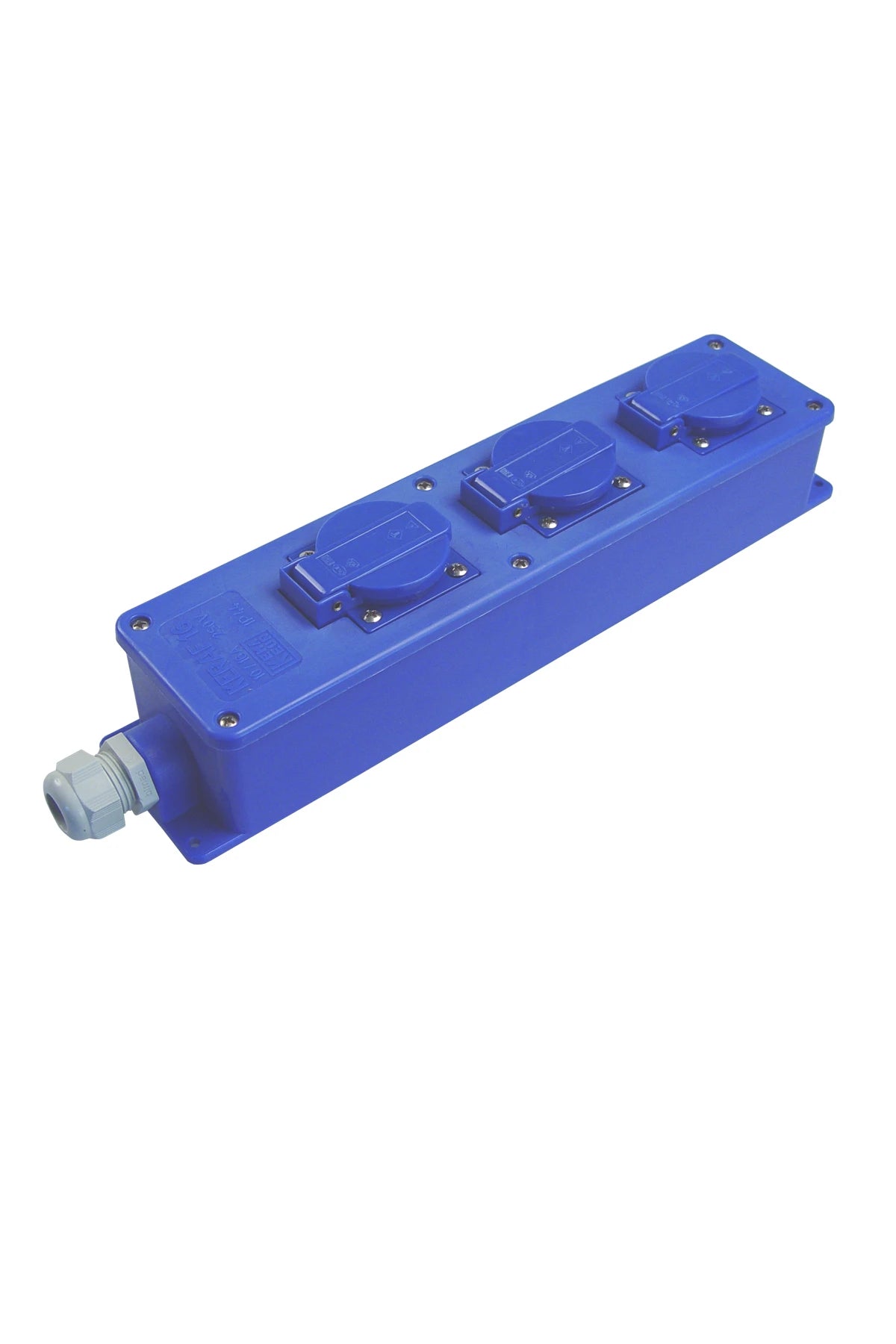 Watertight Distribution Socket with covers for 3-plugs without Cable