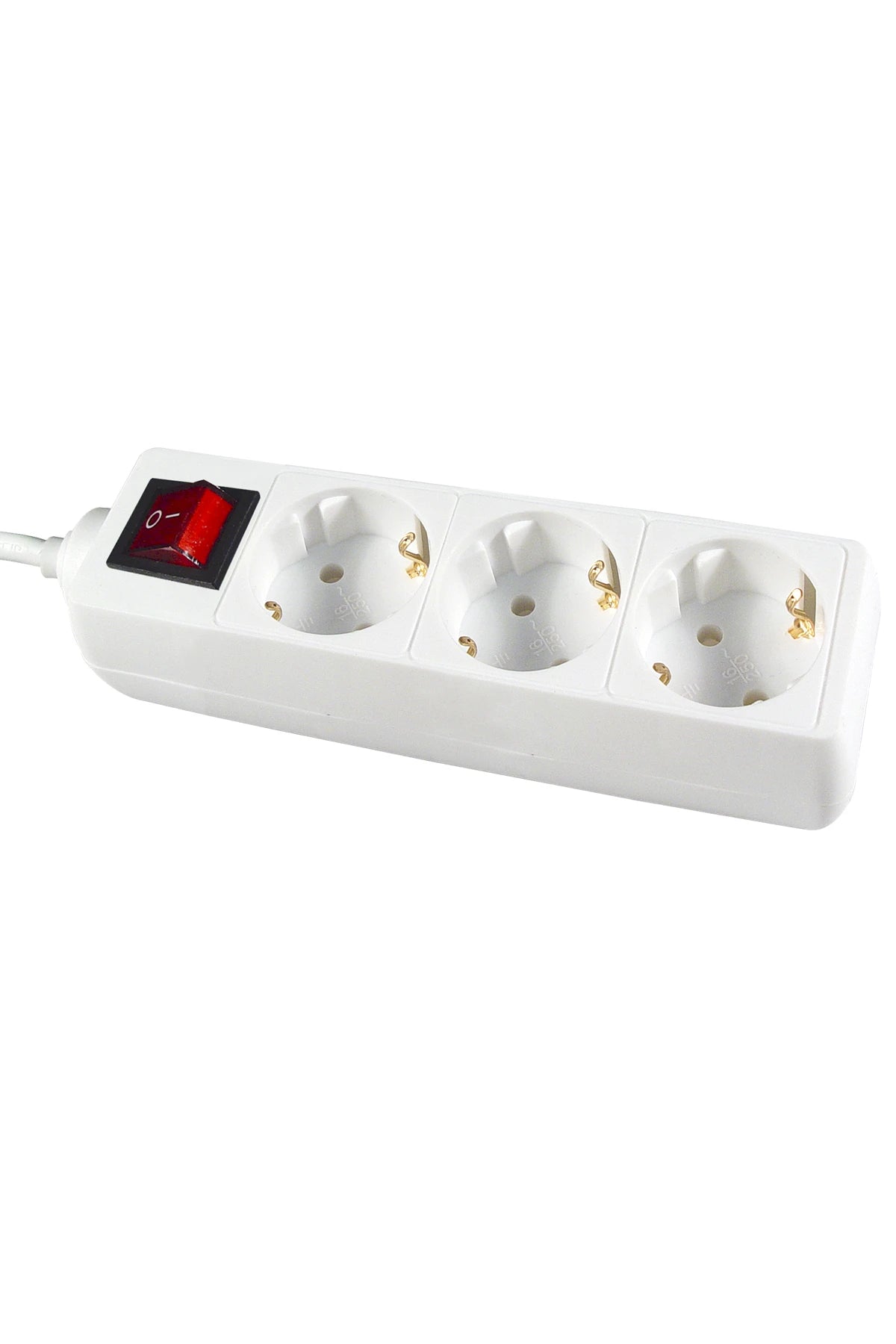 Table Receptacle 3-way/Earth + switch with cable 1,5mtr + plug