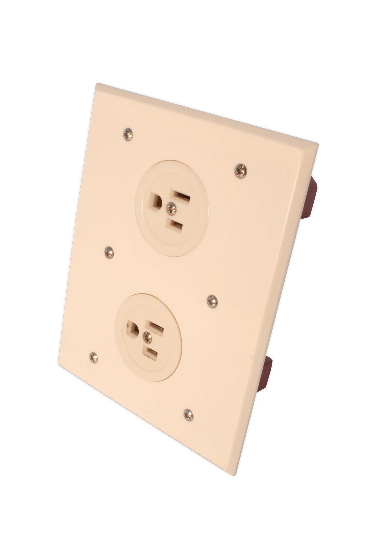 792974 | NE-102974 - Japanese Receptacle 2x flat+U for 2-plugs with Ivory plate, flush mntg