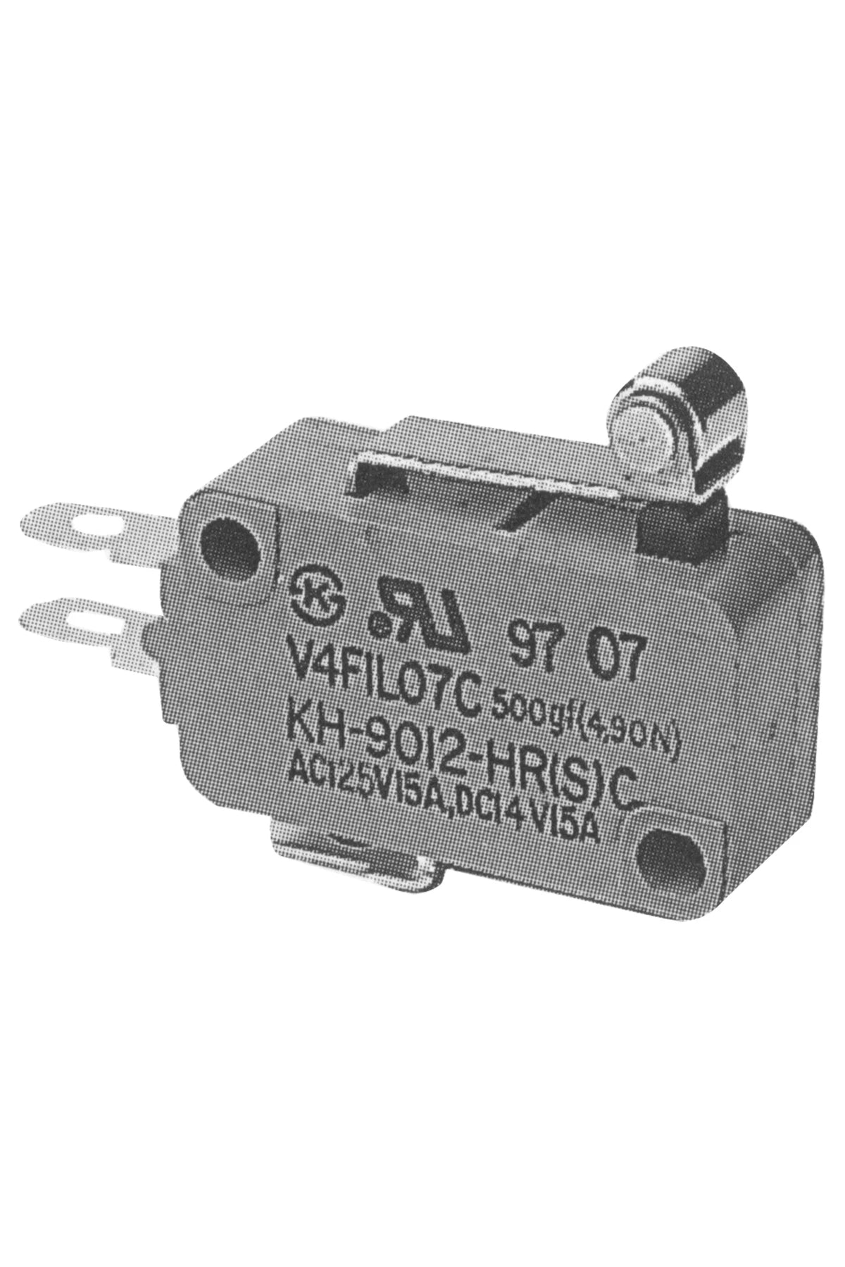 Microswitch with single pole c/o contact with short integral lever and roller