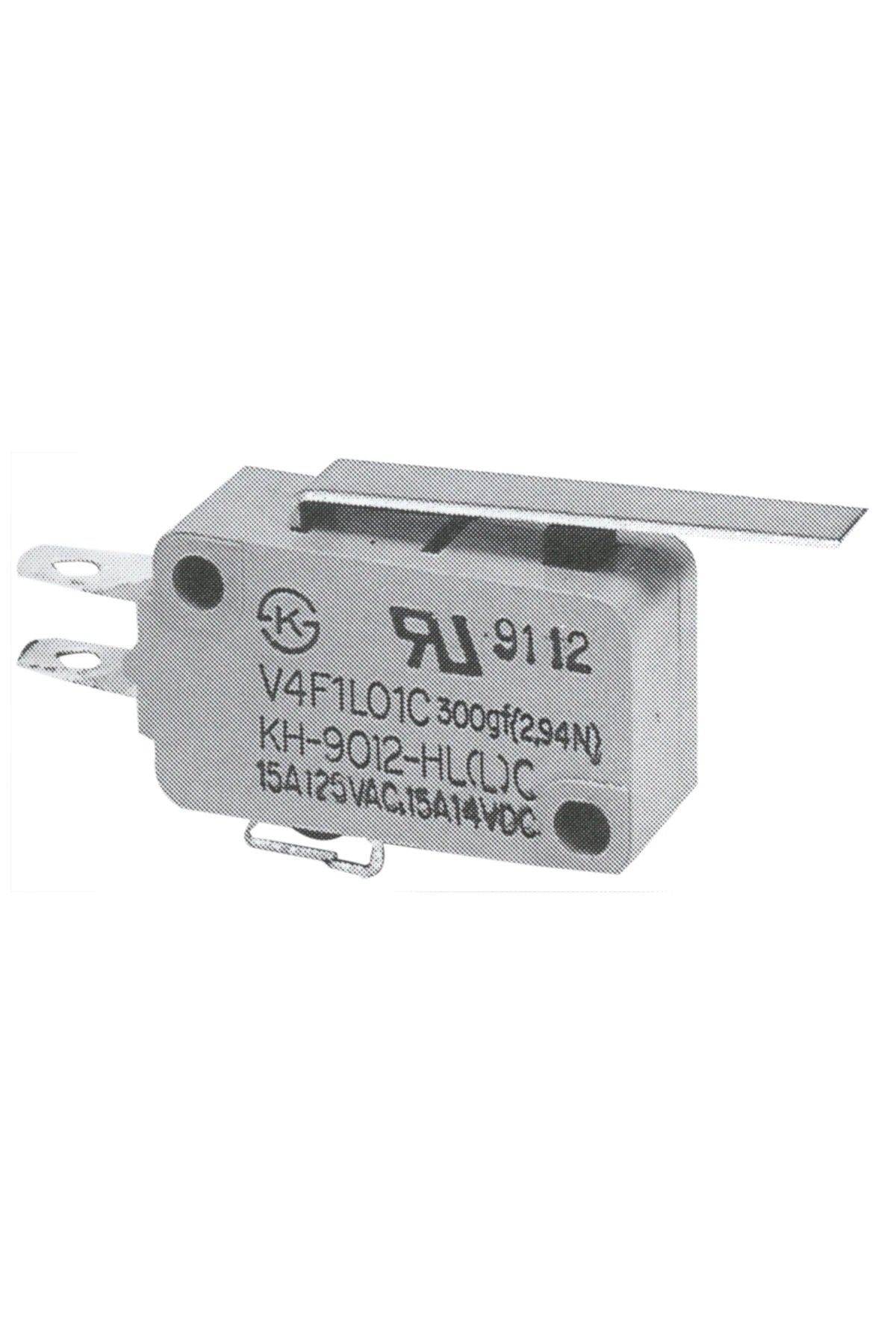 Microswitch with single pole c/o contact with long integral lever