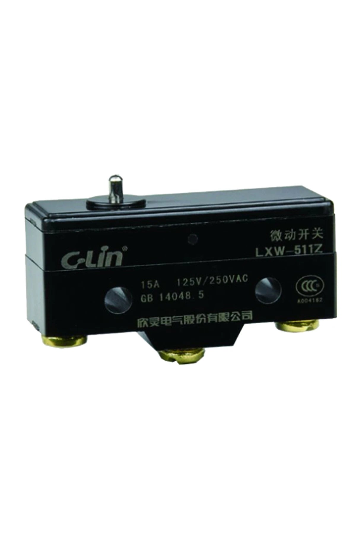 Microswitch with single pole c/o contact with pin plunger