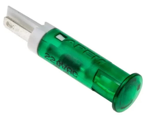 LED Panel indicating light fitting Ø 10mm, 220V AC green