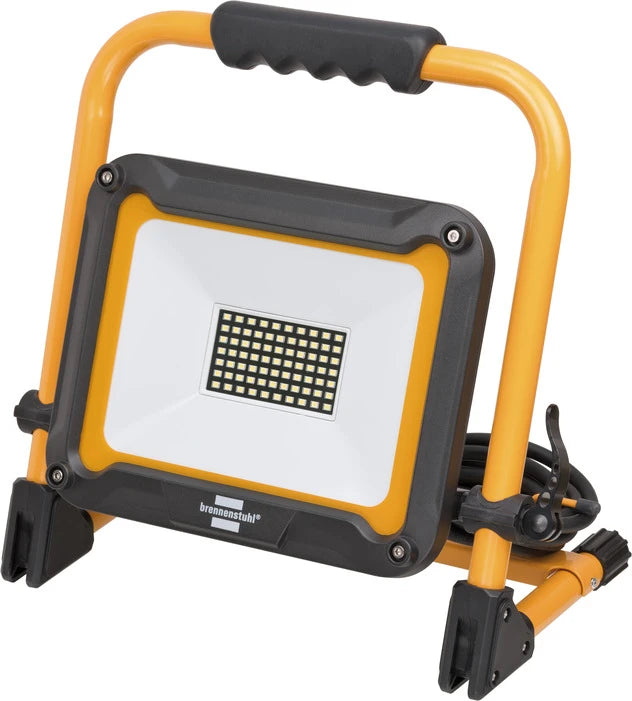 LED Portable Floodlight 50W 5000lm daylight 100-240V AC, IP65 on floor stand with 5 mtr cable and plug
