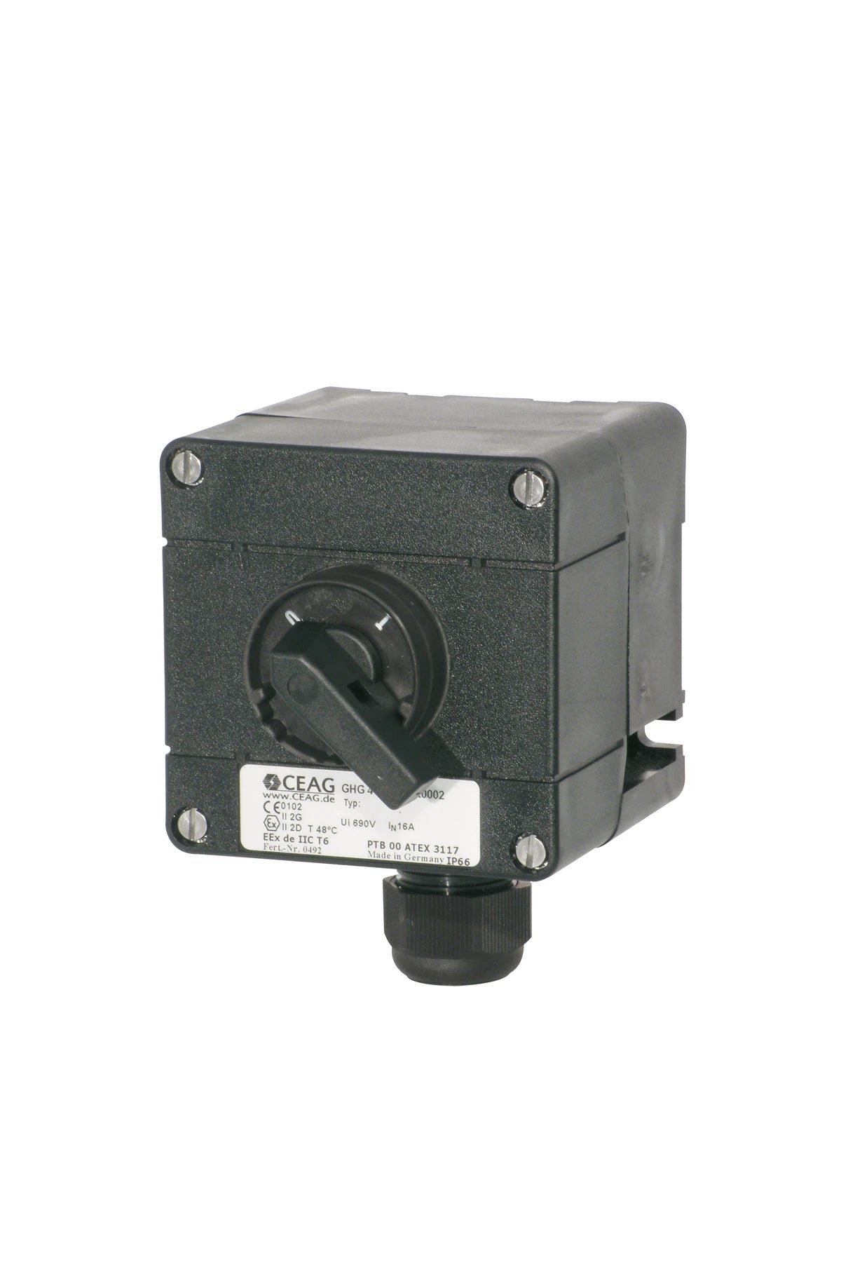 Ceag Ex Rotating switch 1-0-2, 2x NO contact, gland M25