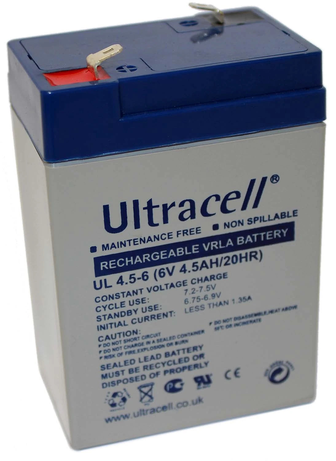 Sealed Lead-acid Battery 6 volt 4.5Ah 70x47x101/106mm