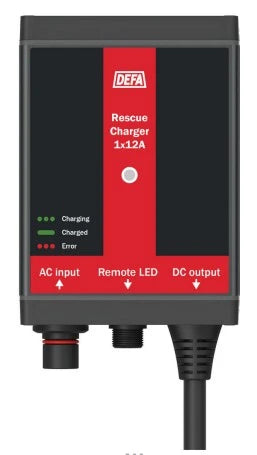 Defa "Rescue Charger" Battery charger 230V 50/60Hz - 12V DC 12A IP44
