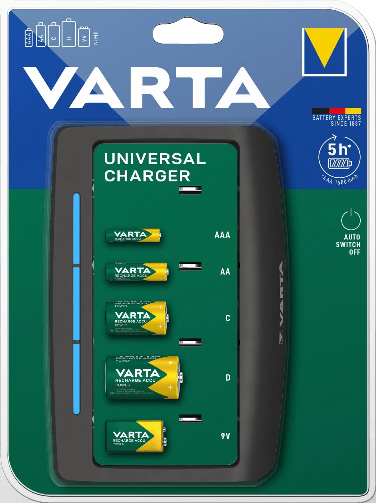 792471 | NE-102471 - Varta Universal Charger 100...240V, suitable for 4 x AAA, AA, C, D & 1 x 9V