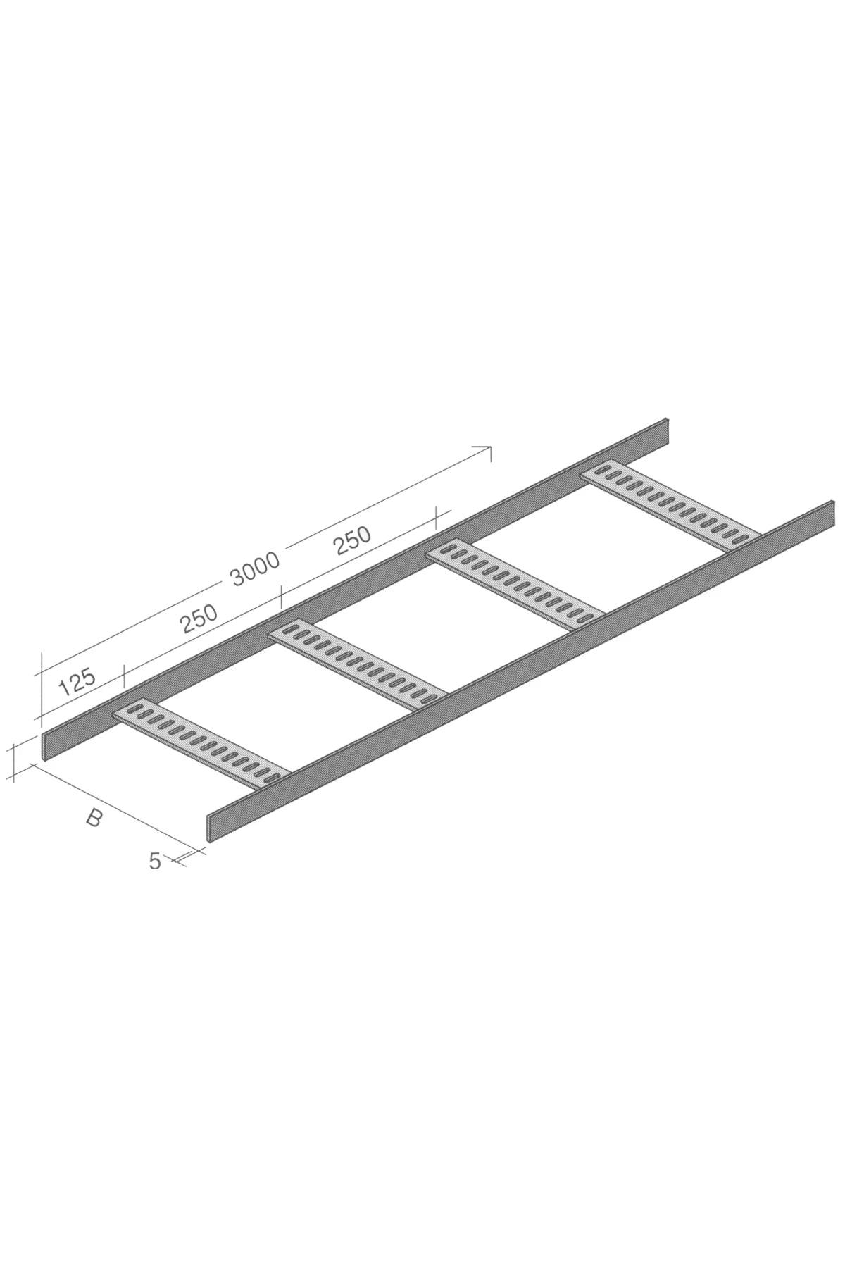 Ladder tray galvanized 150mm, lgt=3mtr