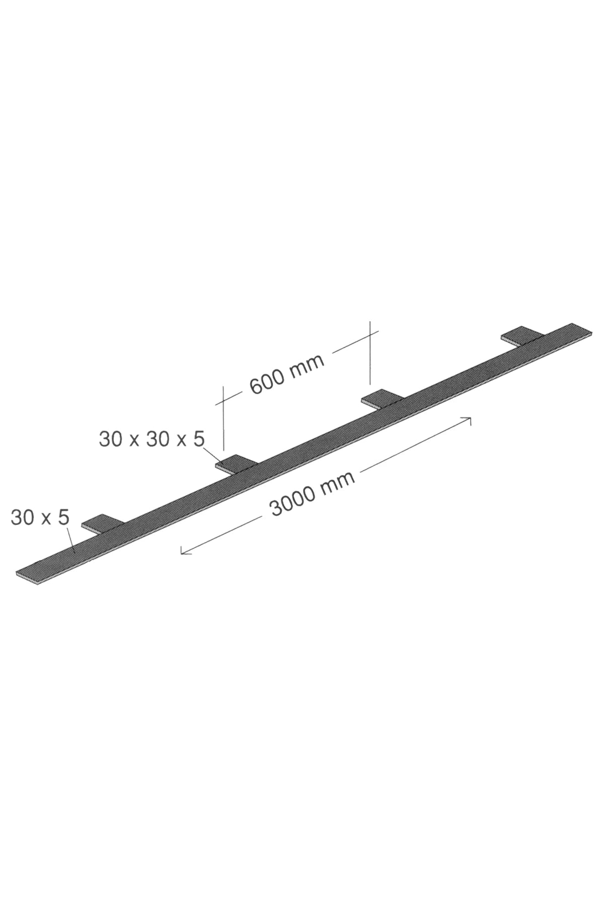Flat bar with welding strips 30x5mm galvanized