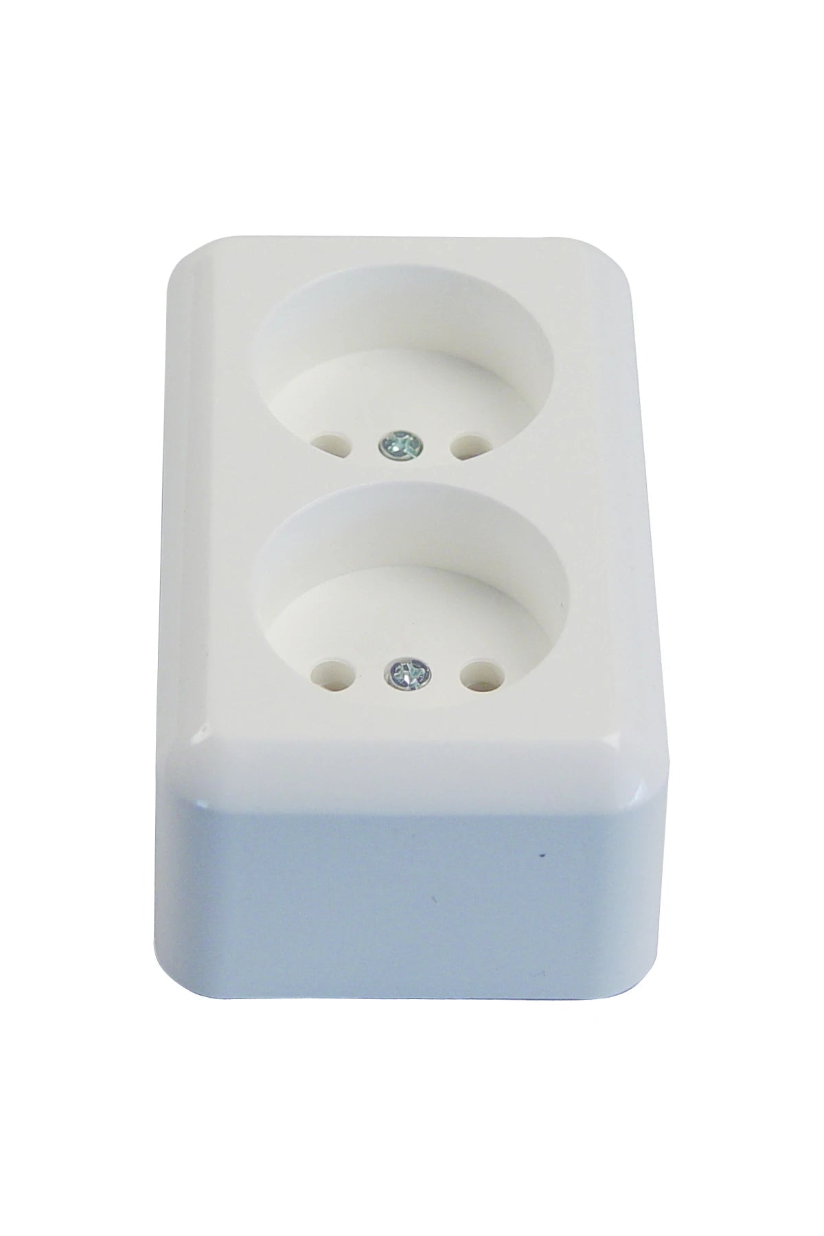 Receptacle European 2 pole for 2 plugs, surface mntg