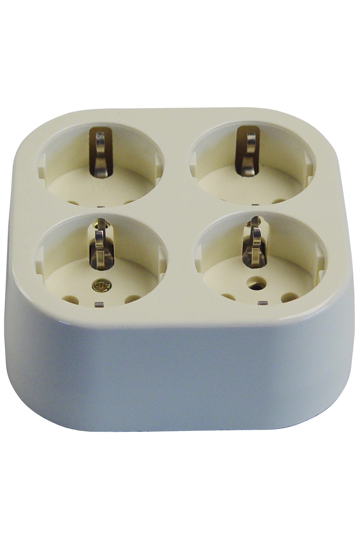 Receptacle European 2-pole/Earth for 4-plugs square, surface mntg