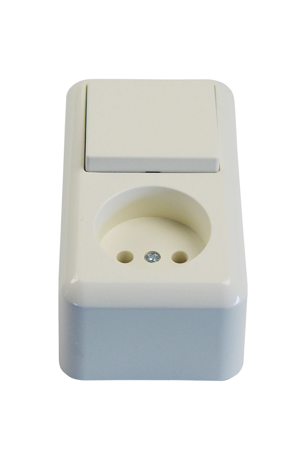 Receptacle European 2-pole with Switch 2-way, surface mntg