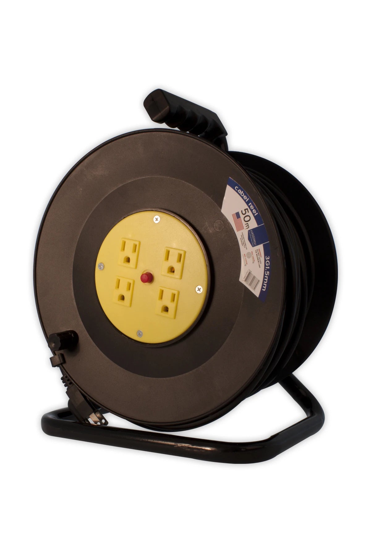 794393 | NE-104393 - Calex Marine Cable Reel with 50mtr PVC HO5VV-F 3x1,5 mm², 4-way 2x flat 1xU with Plug 2x flat 1xU