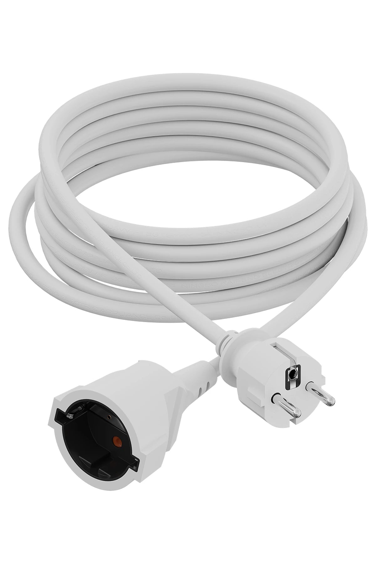 Calex PVC Extension cable 3x1,5mm², with plug male/female, 5mtr, White