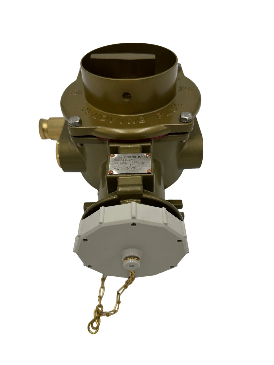 Brass CEE Container Socket with Switch 380/440V 32A 3P+earth 3H, IP56 0- (-0)