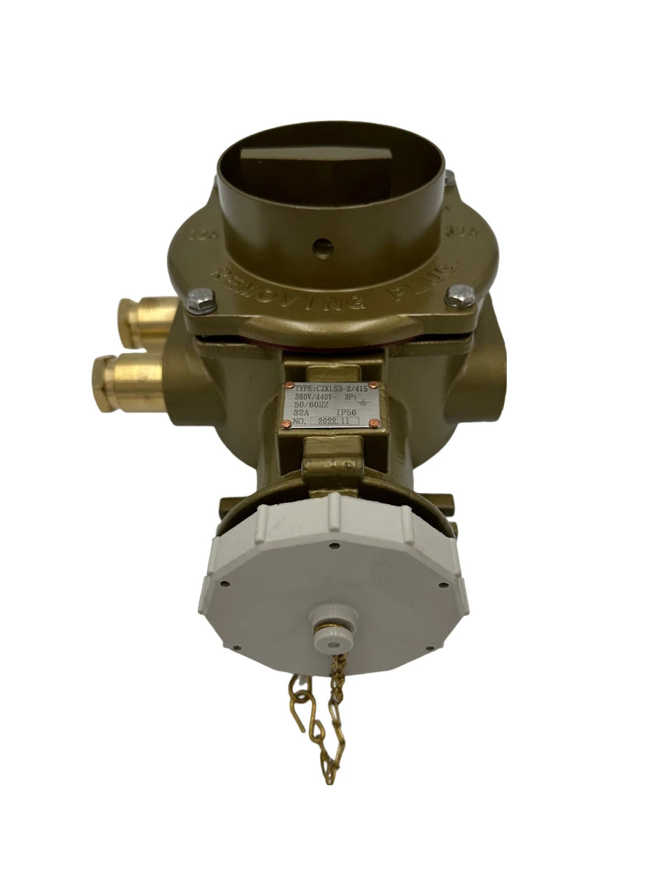 Brass CEE Container Socket with Switch 3P+earth 3H, IP56  =0