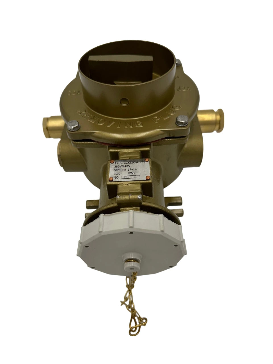 Brass CEE Container Socket with Switch 380/440V 32A 3P+earth 3H, IP56 -0-