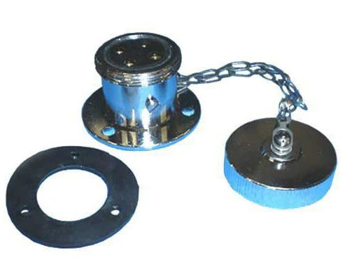 Receptacle watertight-chrom.brass-4-pole 3A - surf.mntg.