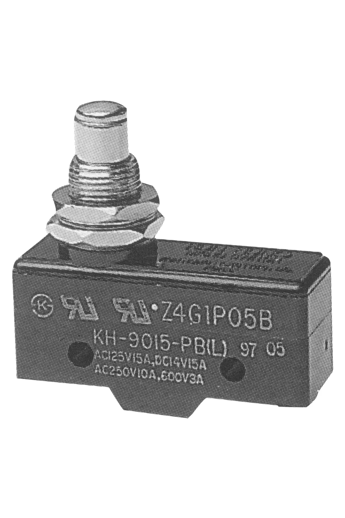 Microswitch with single pole c/o contact with spring plunger/ screwed sleeve