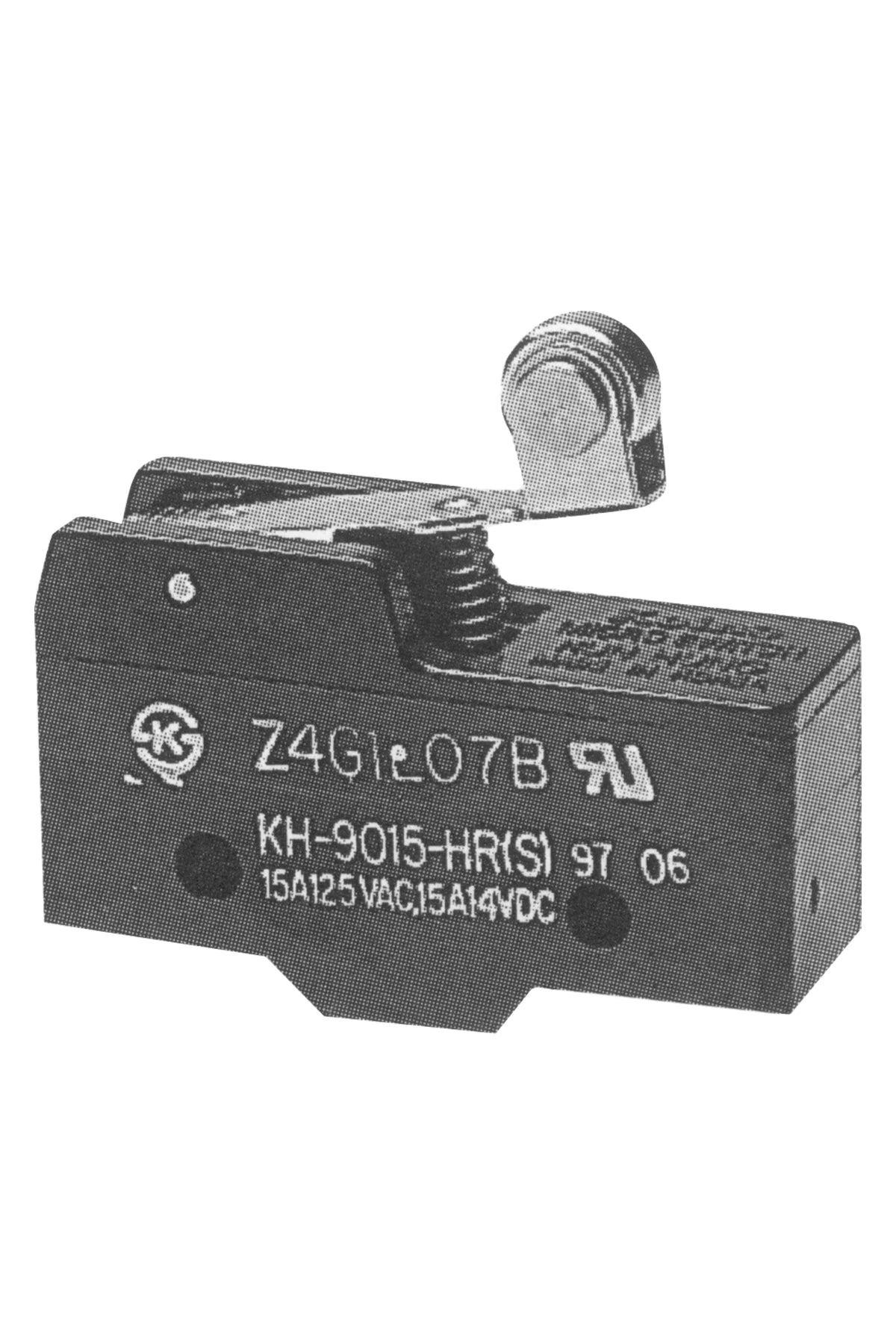 Microswitch with single pole c/o contact with short lever/roller