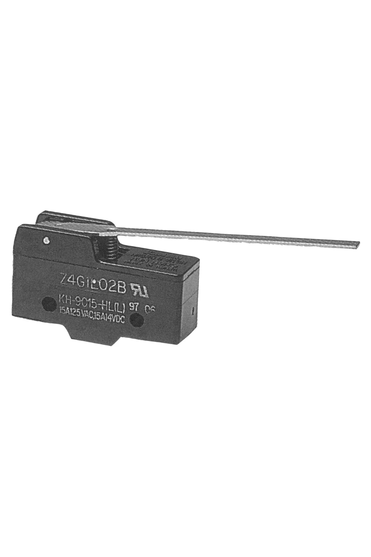 Microswitch with single pole c/o contact with intergral lever