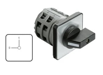 Rotary switch 3-pol 25A/440V AC panel mounting 0-1