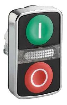 Schneider Ø 22mm LED Illuminated Double Pushbutton head green/red, ZB4-BW7A3741