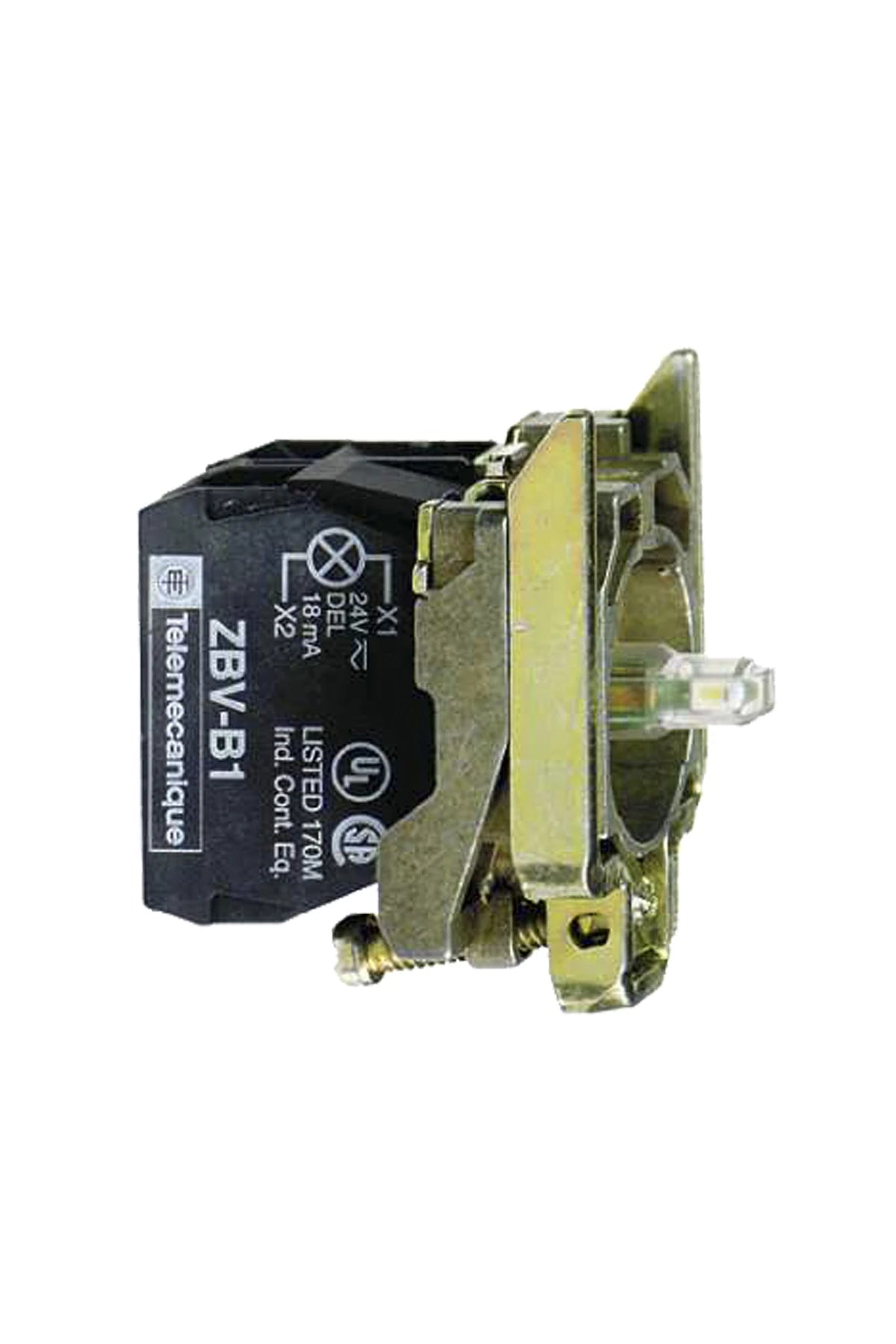 Schneider Complete body/contact 1xNO with LED 24V AC/DC White, ZB4-BW0B11
