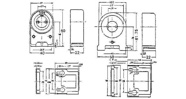 791532 | NE-101532 - FL-LAMP HOLDER TURRET-TYPE, PHENOL RESIN 300V 1A 40MM-WIDE